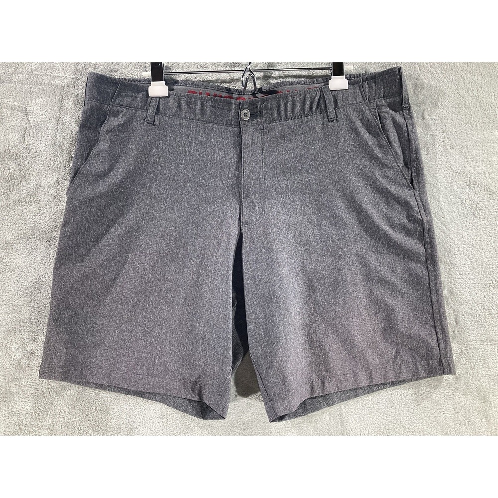Swiss Tech Chino Shorts Men's 40 Gray Heather Waistband Slash Pocket Flat Front